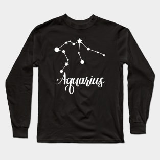 Aquarius Zodiac Constellation in White Long Sleeve T-Shirt